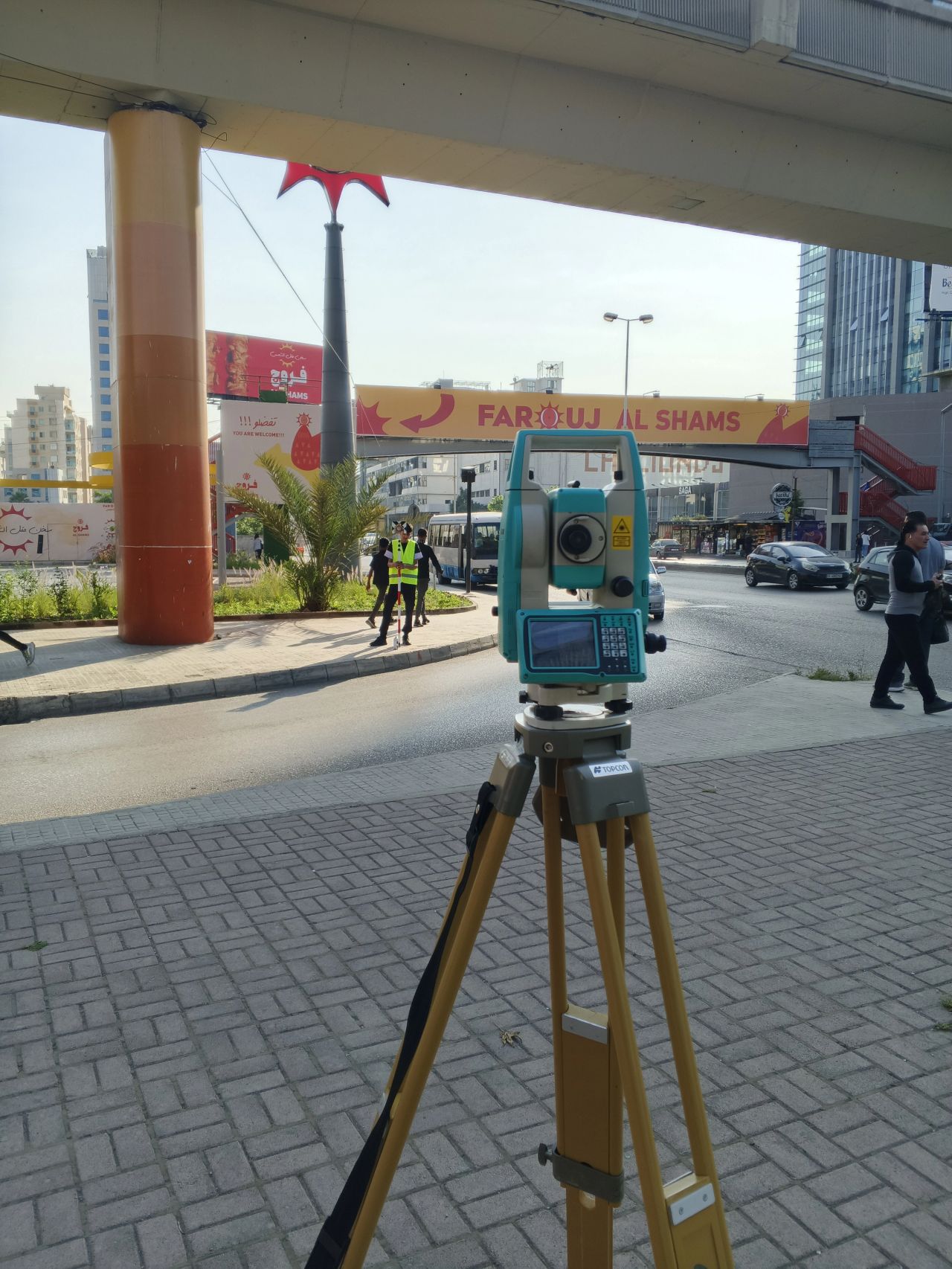 TOPSURVEY team conducting road survey with professional equipment