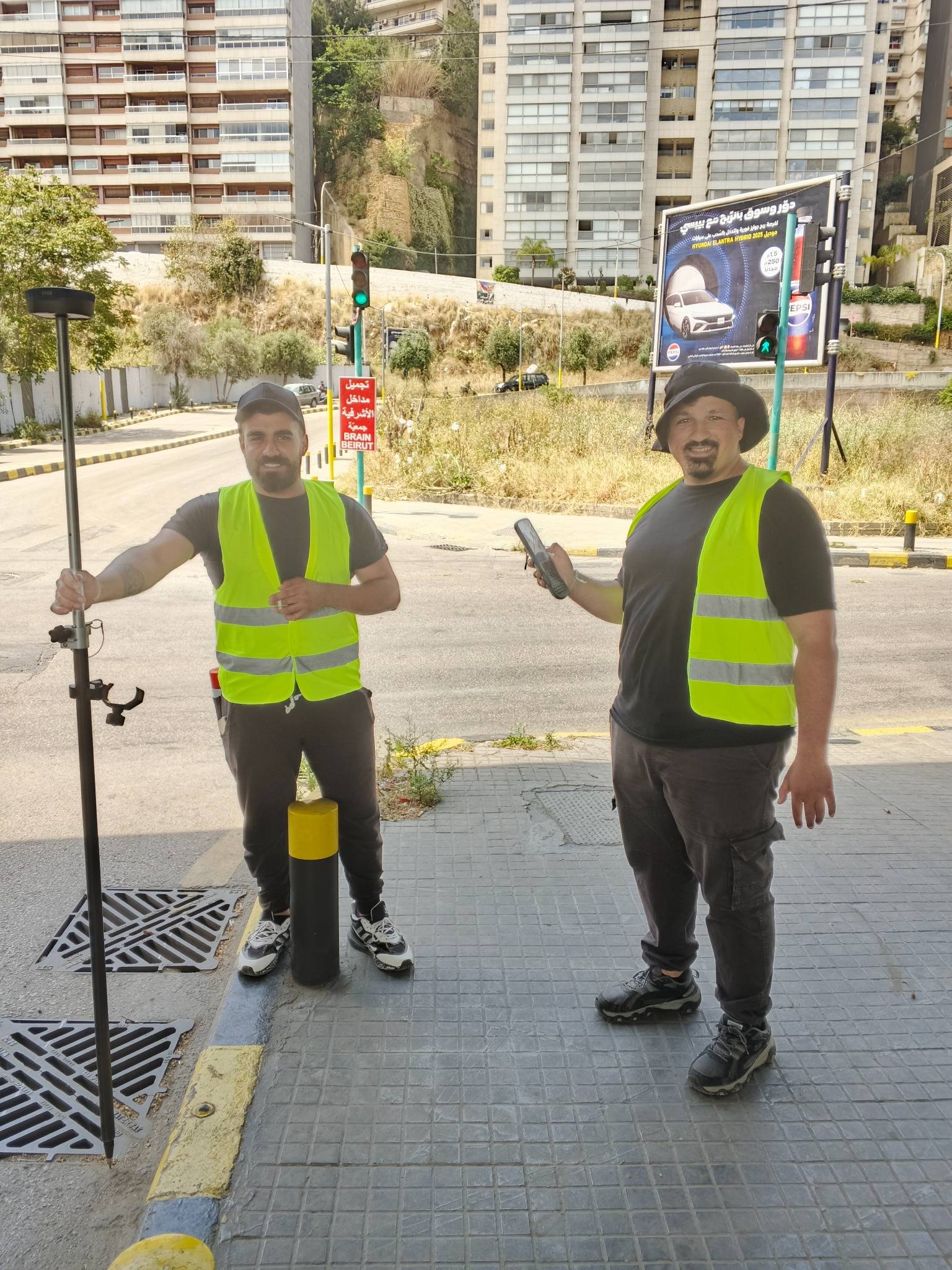 Professional surveying equipment setup